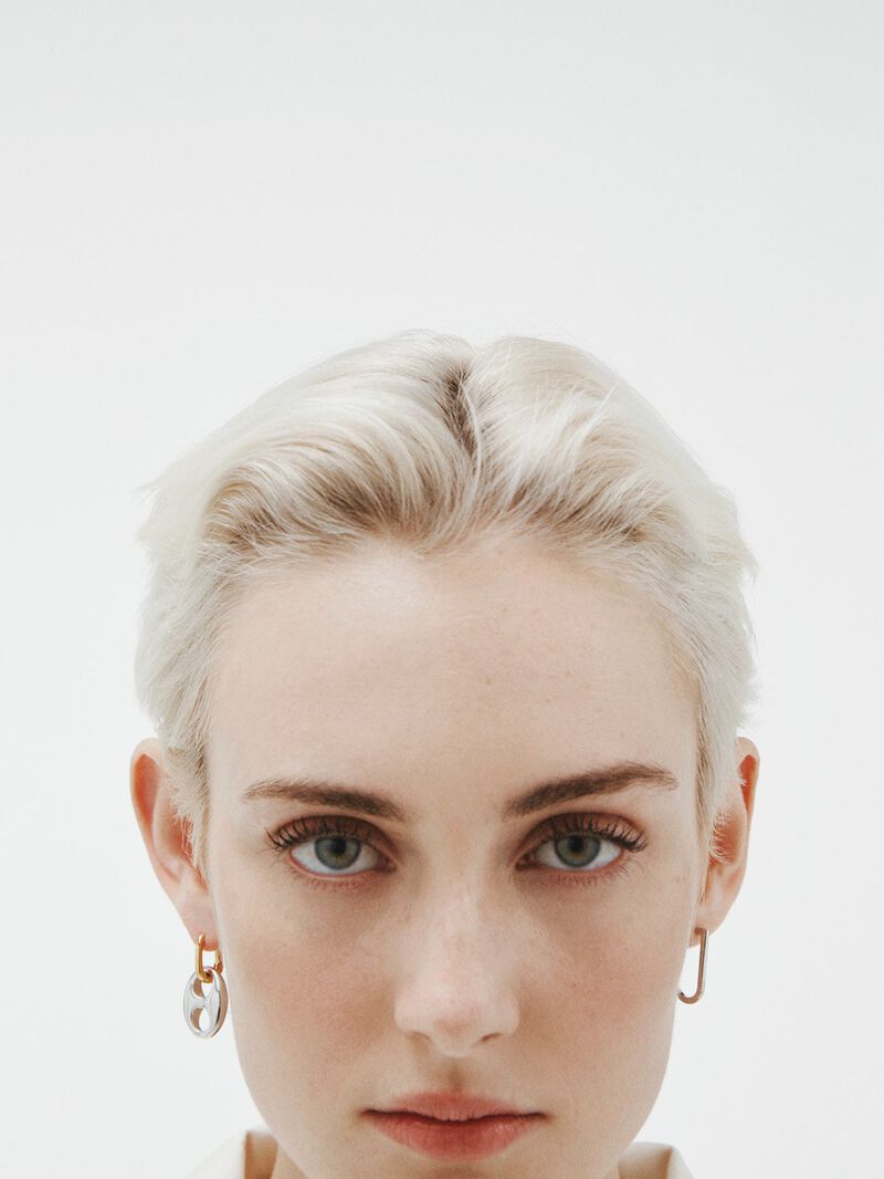 925 silver semi -rectangular ring earrings image number 5