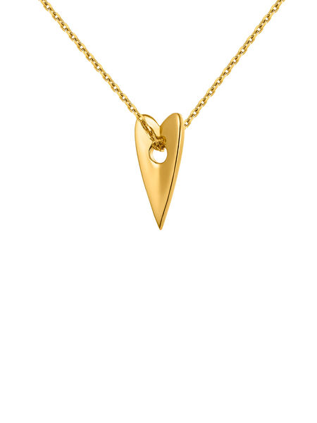 Gold plated maxi heart pendant necklace, J04931-02,hi-res