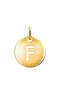 Gold-plated silver F initial medallion charm  , J03455-02-F