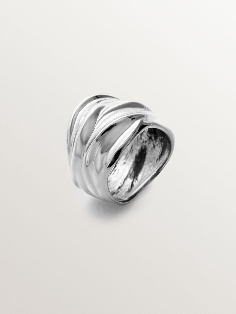 Wide textured 925 silver ring image number 0