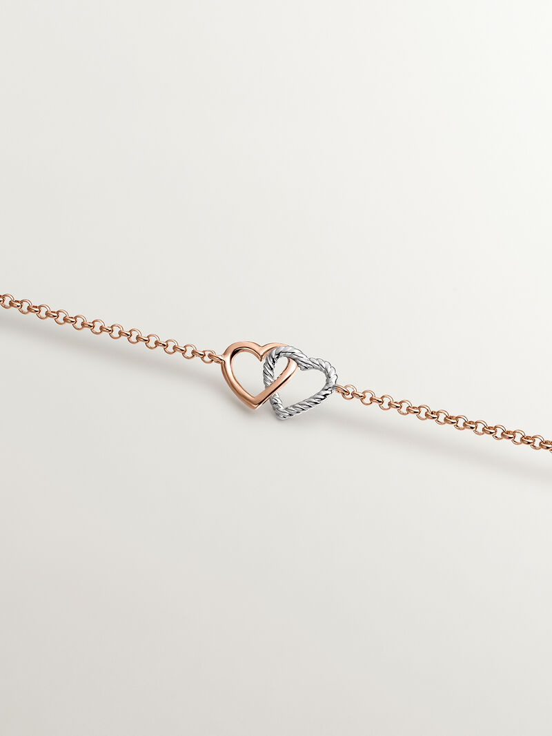 925 Silver bracelet and 925 silver bathed in 18K rose gold with a heart image number 4