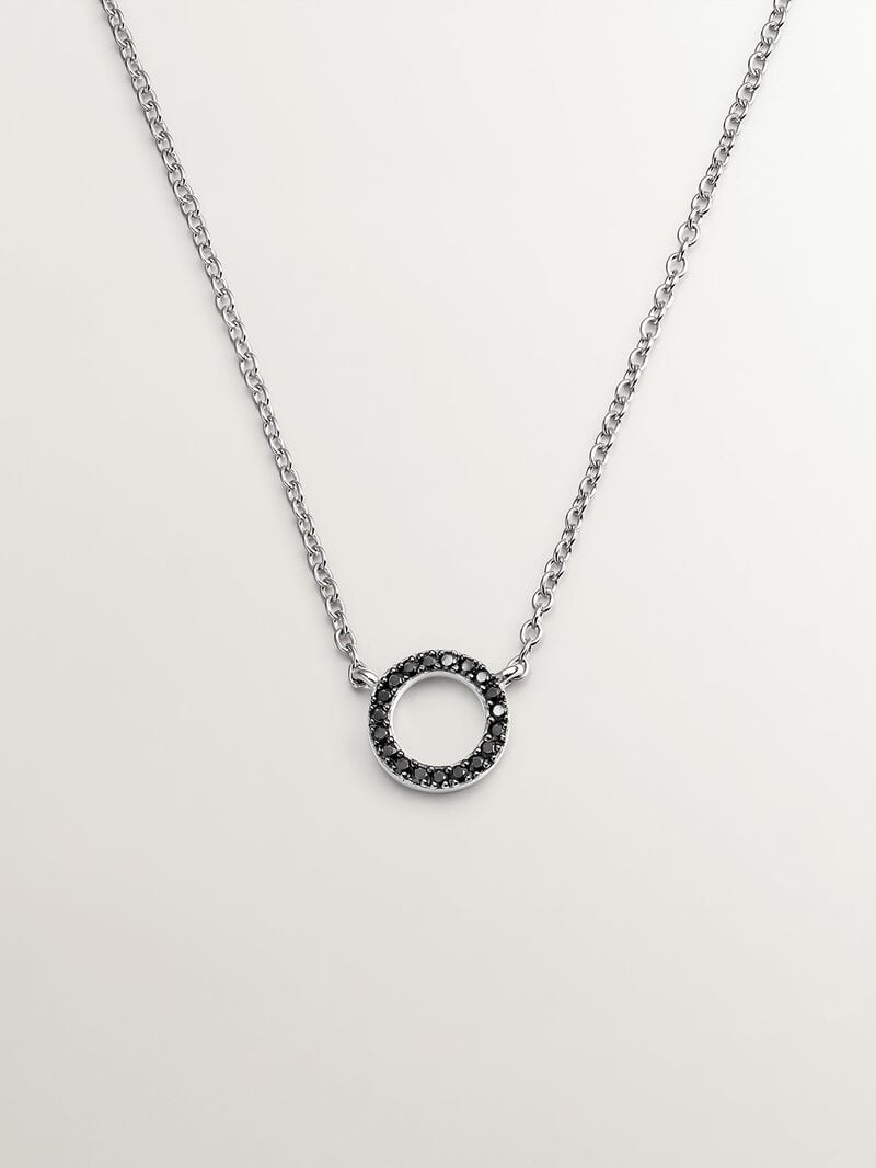 925 Silver pendant with circle of black spinels image number 0