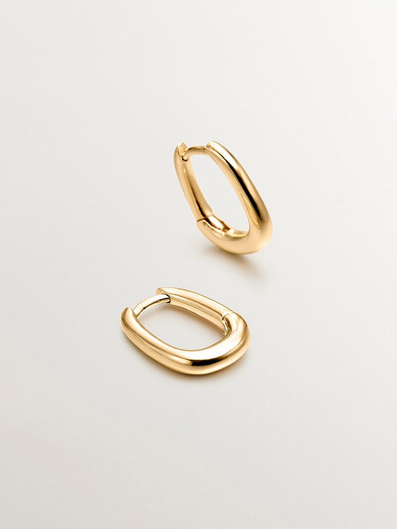 925 thick silver ring earrings in 18k yellow gold image number 0