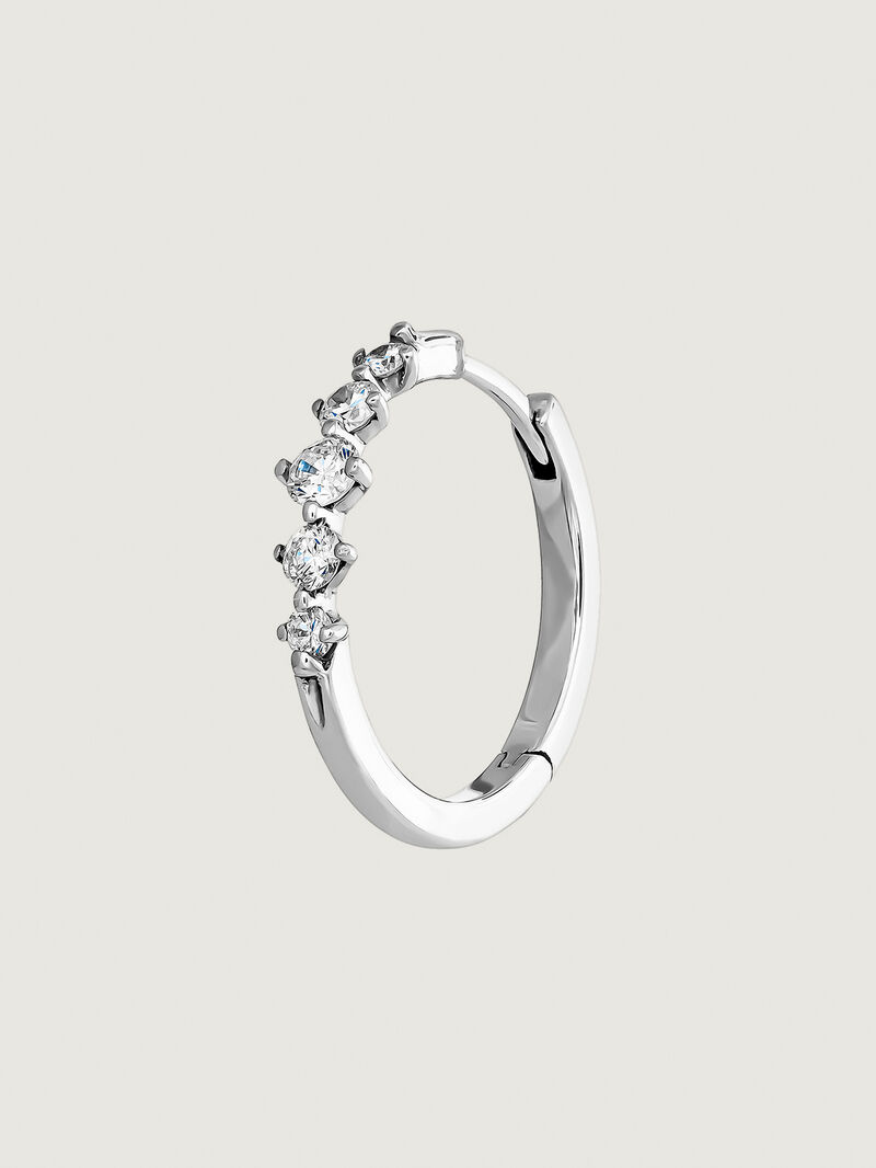 Individual 18k white gold hoop earring with 0.016 cts diamonds image number 0