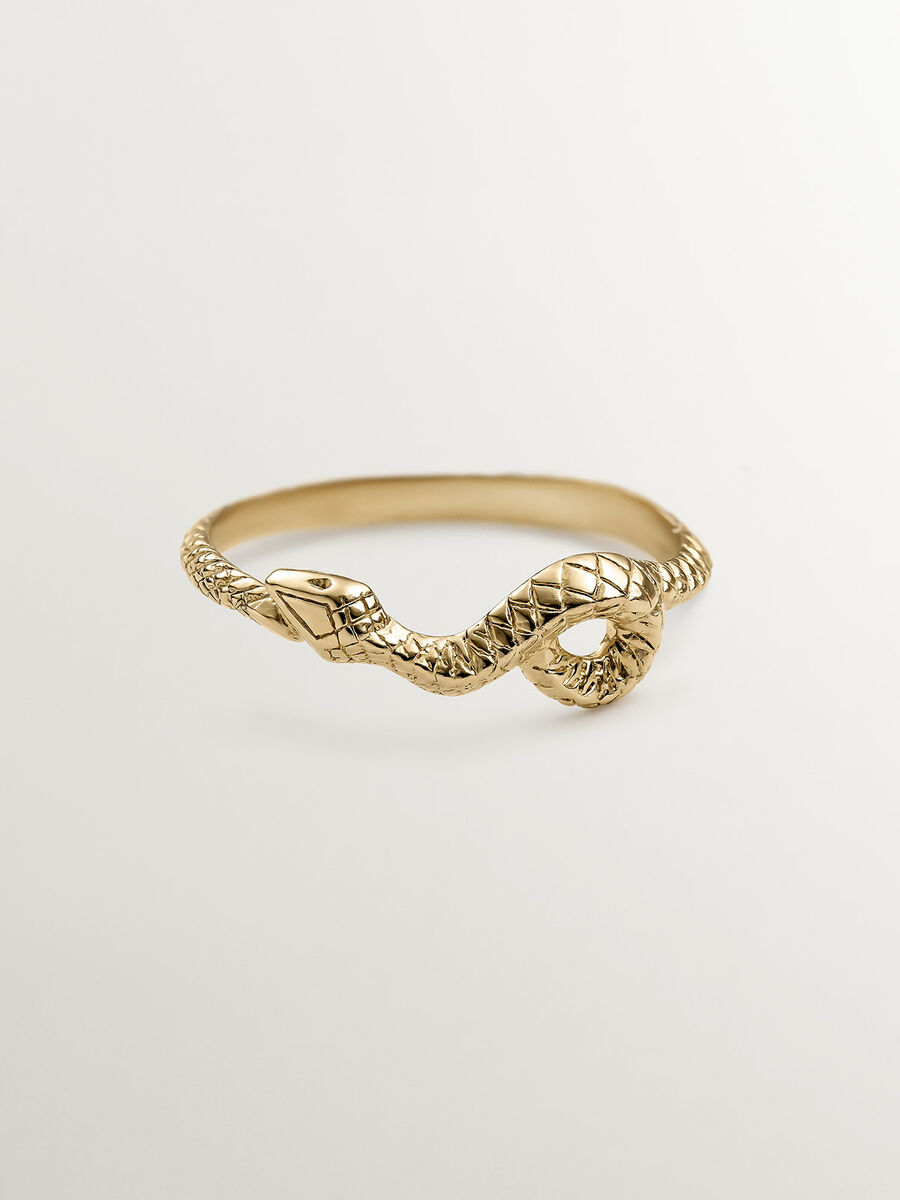 Gold-plated silver embossed snake ring , J04853-02, hi-res