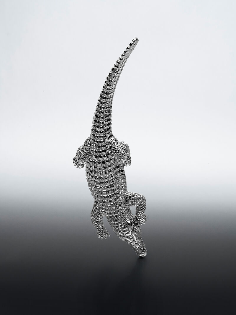 925 silver brooch bathed in 18K yellow gold shaped like crocodile image number 8