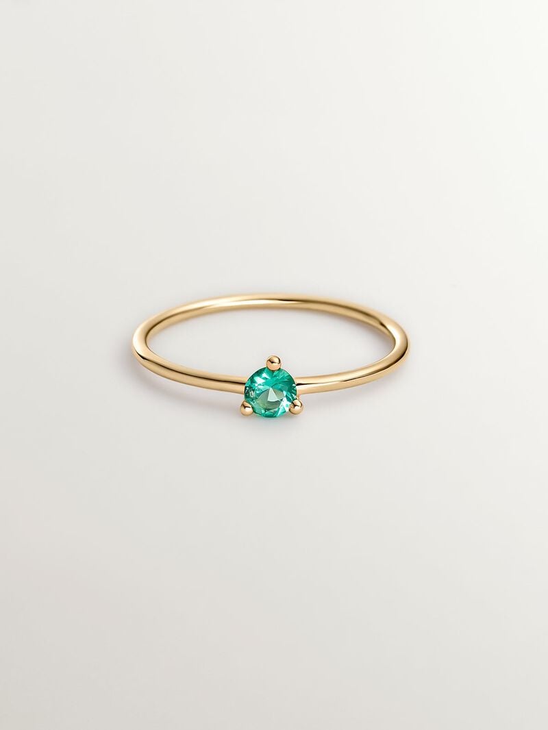 9K Yellow Gold Ring with Green Emerald image number 2