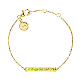 18k gold-plated silver bracelet with a yellow number five motif, J05087-02-MUYELLENA,hi-res