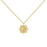 Gold plated silver engraved medal necklace, J04858-02