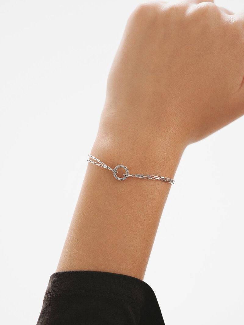 925 Silver Forza Link Bracelet with White Topaz Circle image number 1