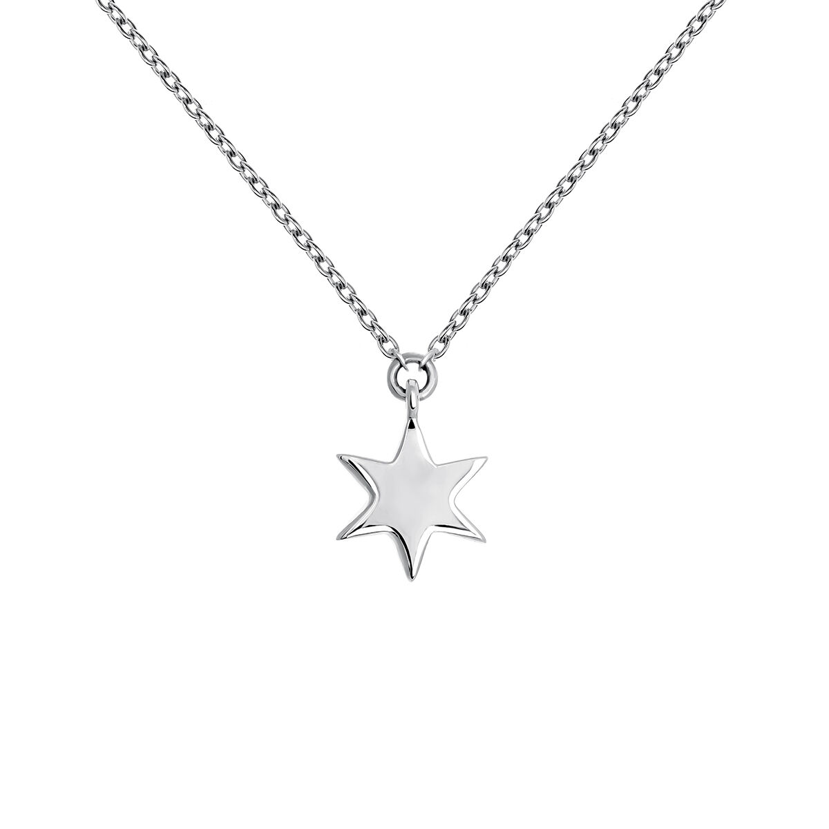 9 kt white gold star necklace , J03863-01, hi-res