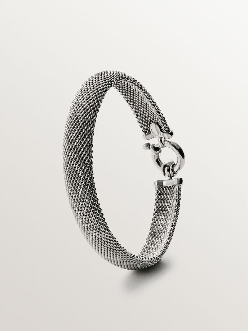 Rigid 925 silver bracelet with mesh image number 2