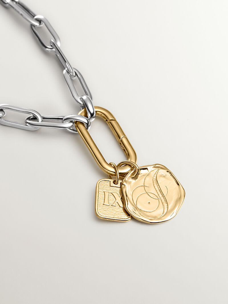 Handcrafted charm made of 925 silver, coated in 18K yellow gold with the initial I. image number 3