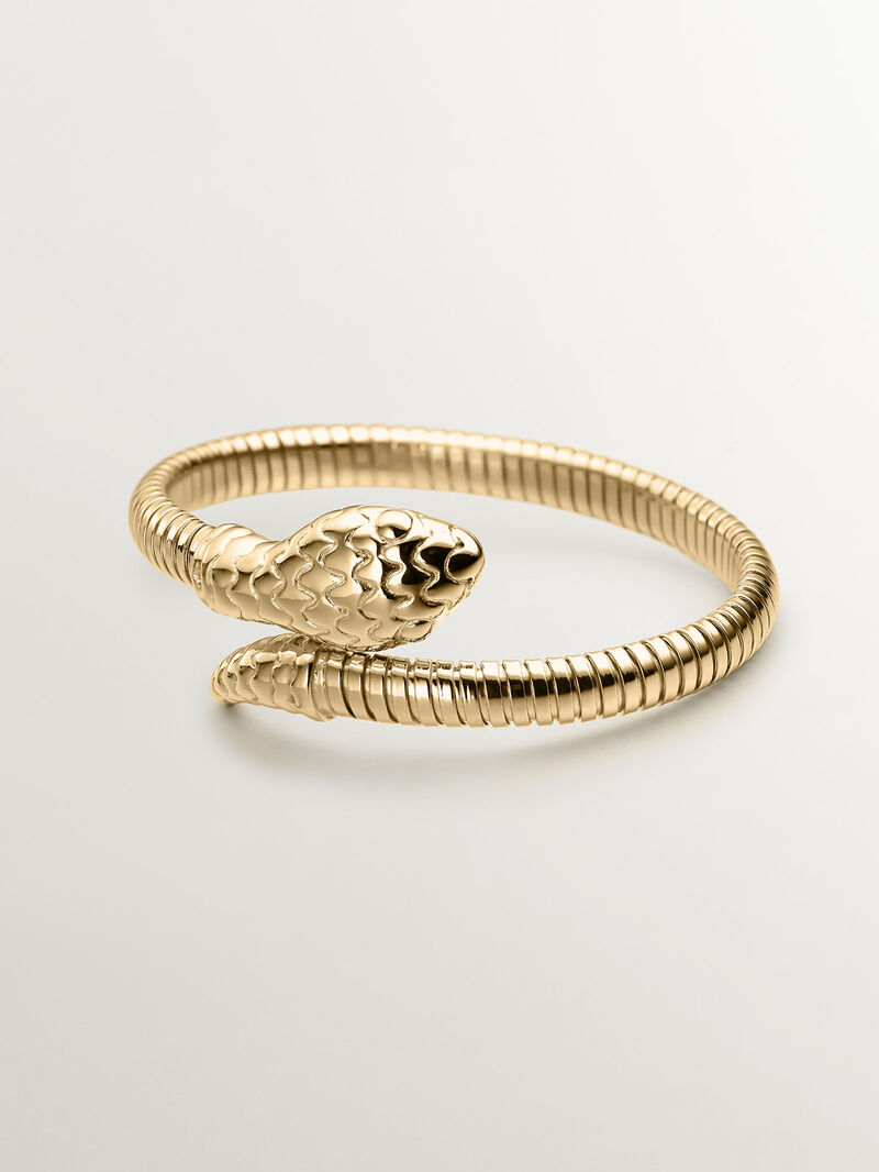18K Yellow Gold Plated 925 Sterling Silver Rigid Bracelet with Snake Design image number 0