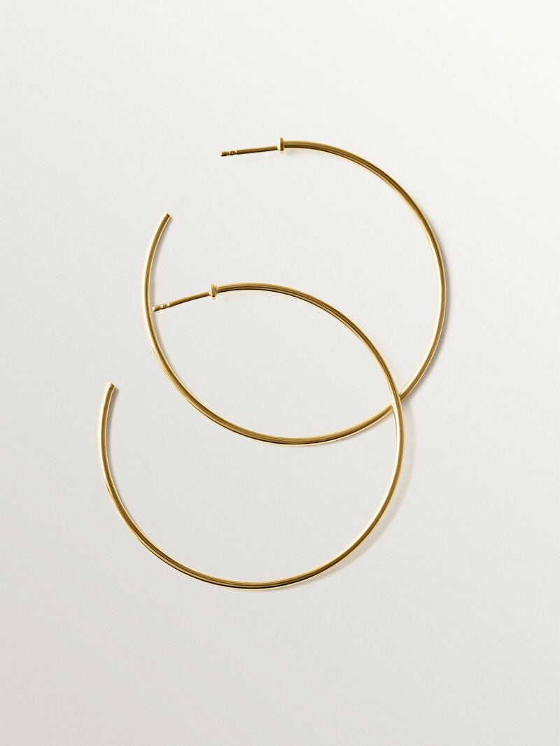 Pendientes de aro grandes de plata 925 bañada en oro de 18K image number 4
