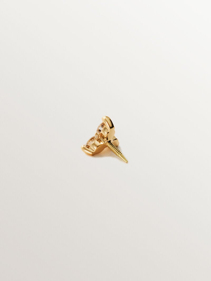18K yellow gold piercing with 0.06 cts diamond clover image number 2