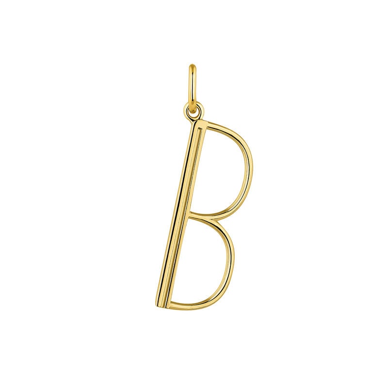 Large gold-plated silver B initial charm , J04642-02-B, hi-res