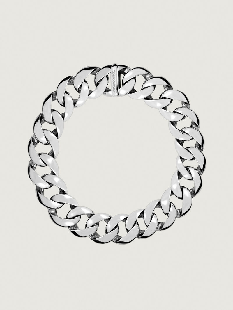 Barbed link necklace made of 925 silver and black ceramic. image number 0