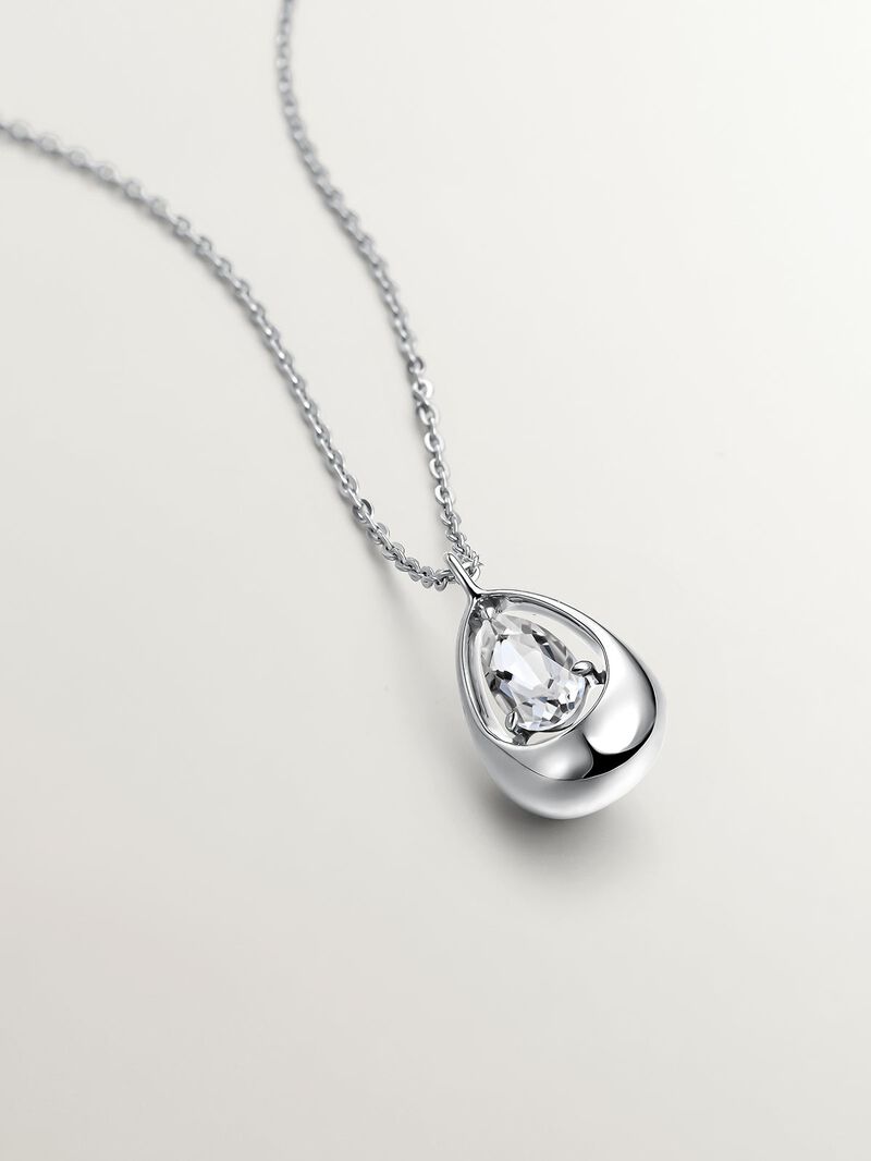 925 silver pendant with white quartz image number 2