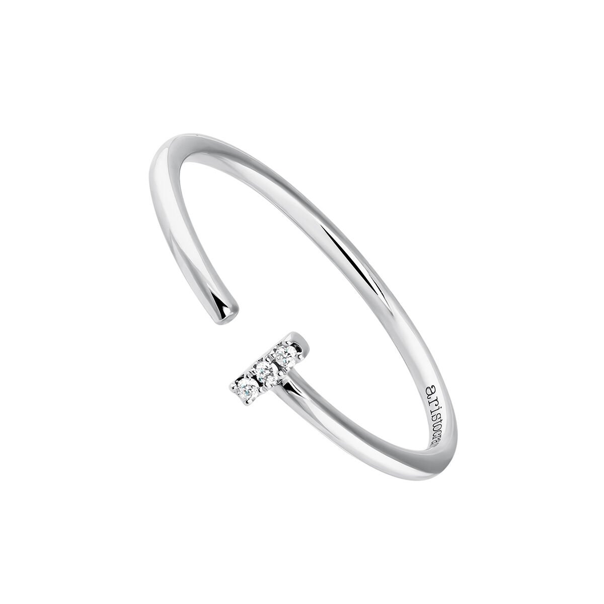 9kt white gold with 0,015kt diamonds Open ring you and I , J03880-01, hi-res