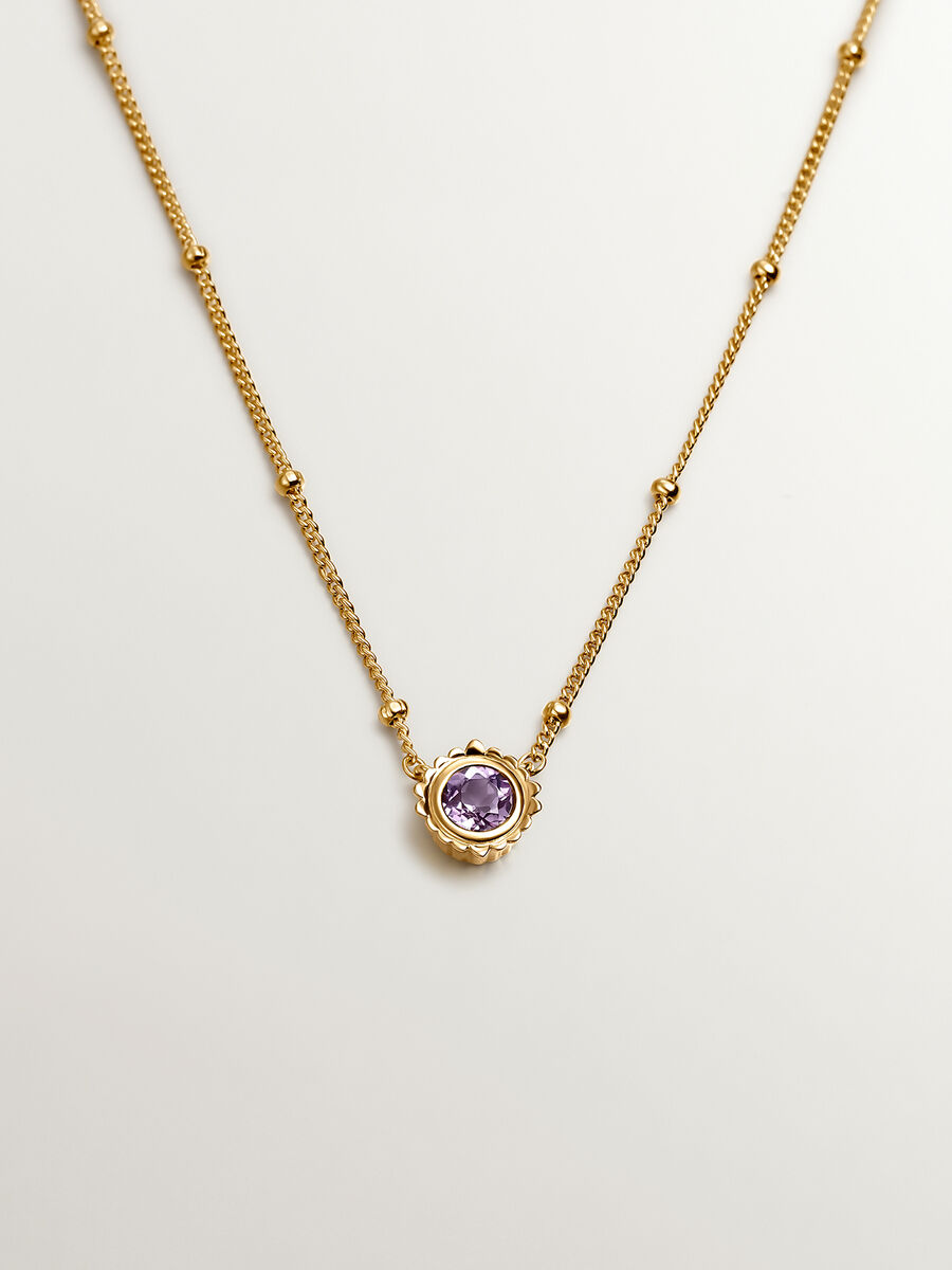 Colgante de plata bañada en oro amarillo de 18kt con piedra amatista morada, J05299-02-PAM, hi-res