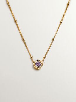 Pendant in 18k yellow gold-plated sterling silver with a purple amethyst, J05299-02-PAM,hi-res