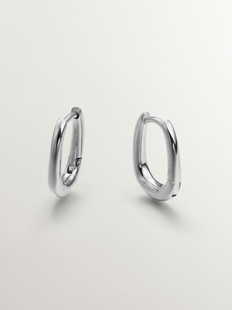 925 Silver Chunky Hoop Earrings image number 2