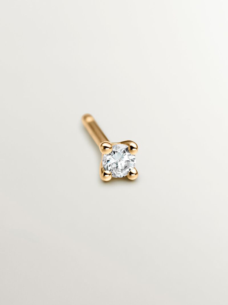 Individual 18K yellow gold earring with 0.05ct diamond image number 2