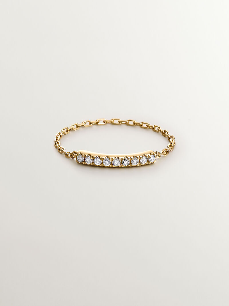 18K Yellow Gold Chain Ring with Diamonds image number 2