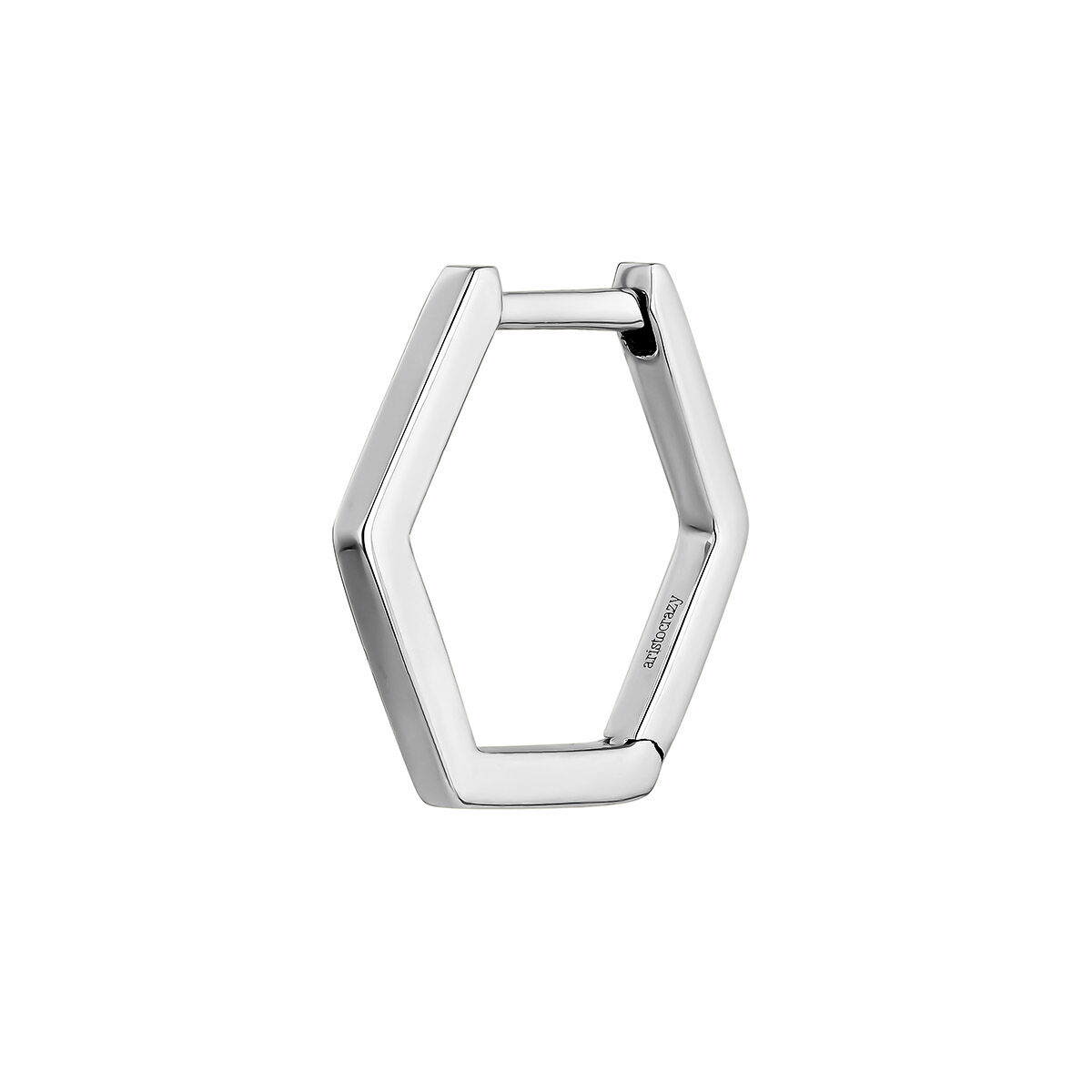 Pendiente individual de aro hexagonal de oro blanco de 9kt, J05129-01-H, hi-res