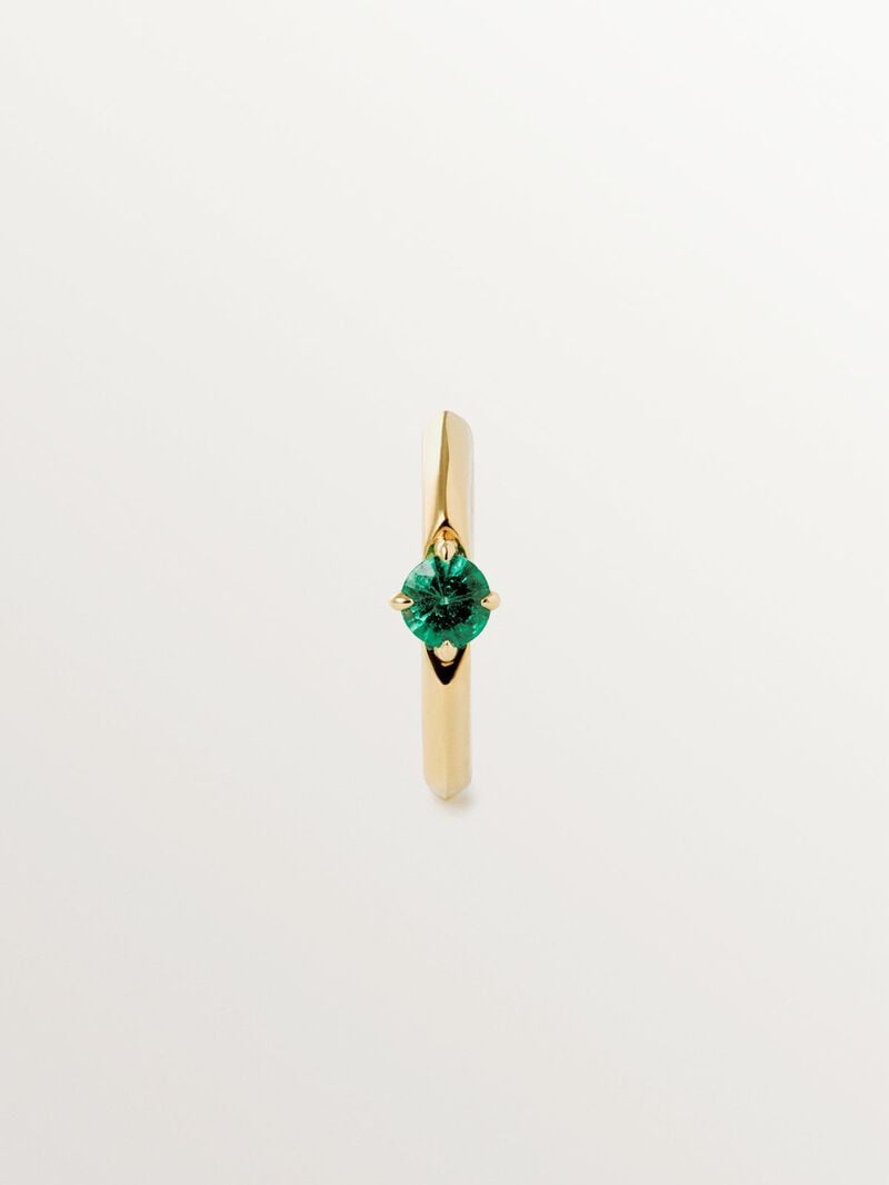 9K Yellow Gold Emerald Single Hoop Earring image number 0