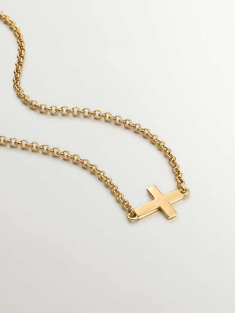 925 Silver pendant bathed in 18K yellow gold with a cross image number 2