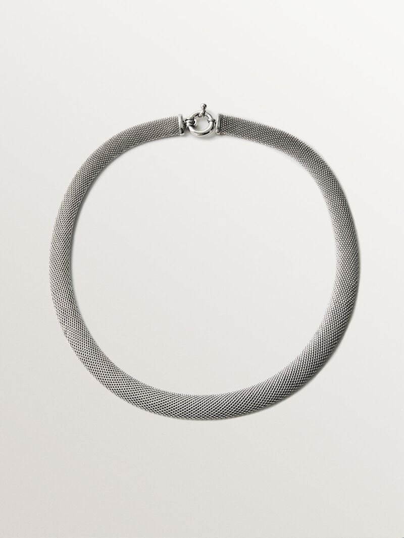 Rigid 925 silver pendant with mesh image number 0