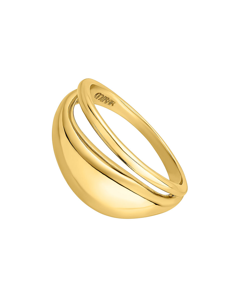 Double convex 18kt yellow gold-plated silver ring, J05224-02, hi-res