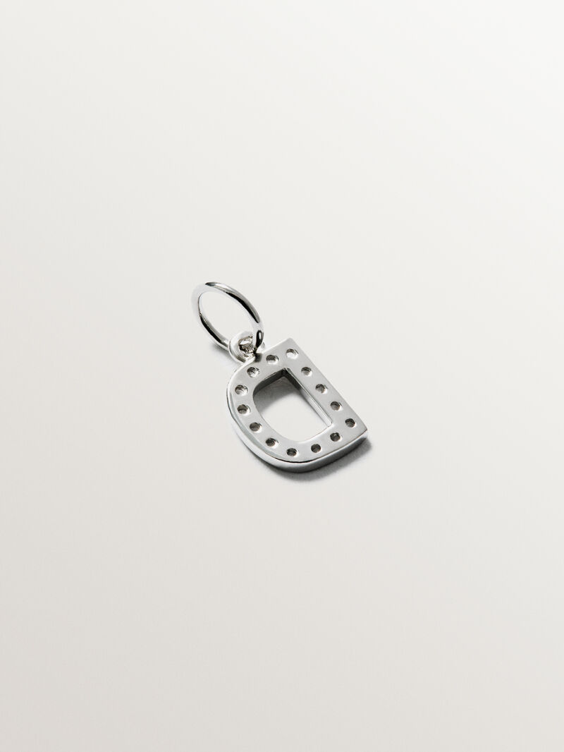 925 Silver Charm with White Topaz Initial D image number 2