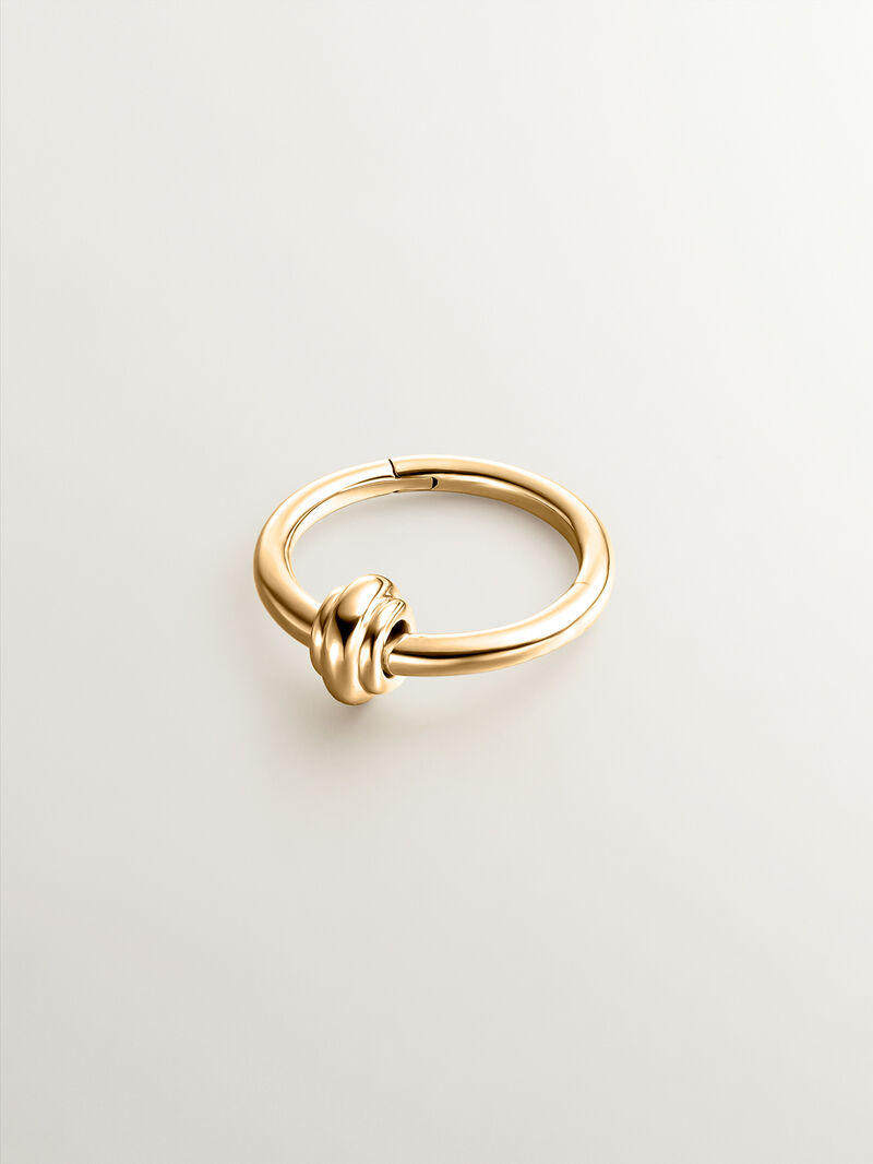 Individual 9K yellow gold hoop earring with a small ball. image number 2
