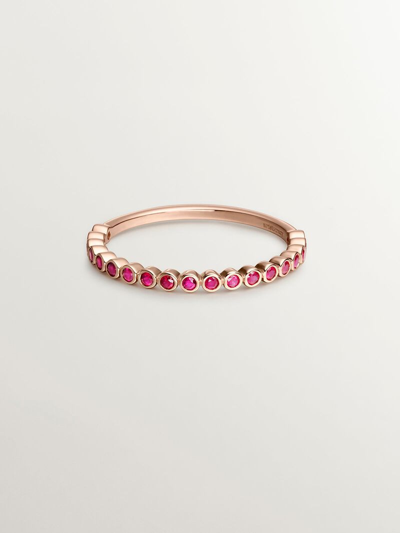 9K Rose Gold Ring with Rubies image number 2