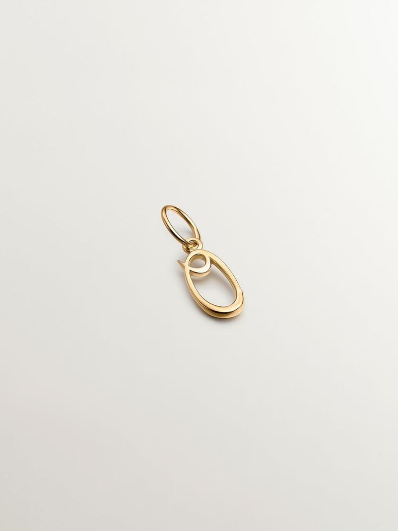 925 Silver charm dipped in 18K yellow gold with initial O image number 1
