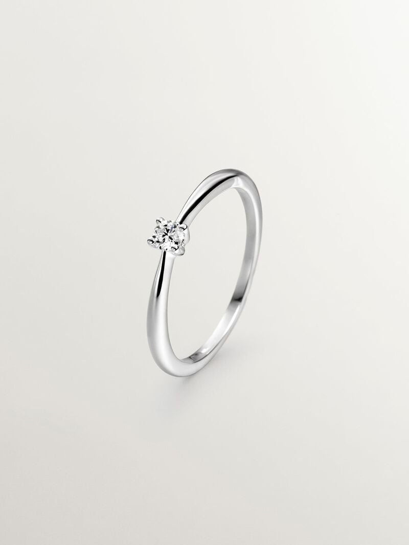 18K white gold ring with brilliant cut diamonds image number 0