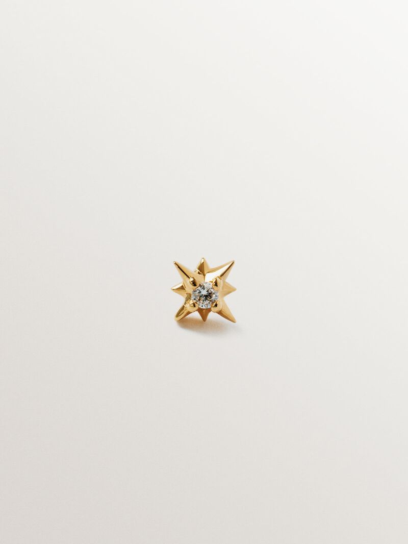 18K yellow gold single piercing with white diamond image number 0