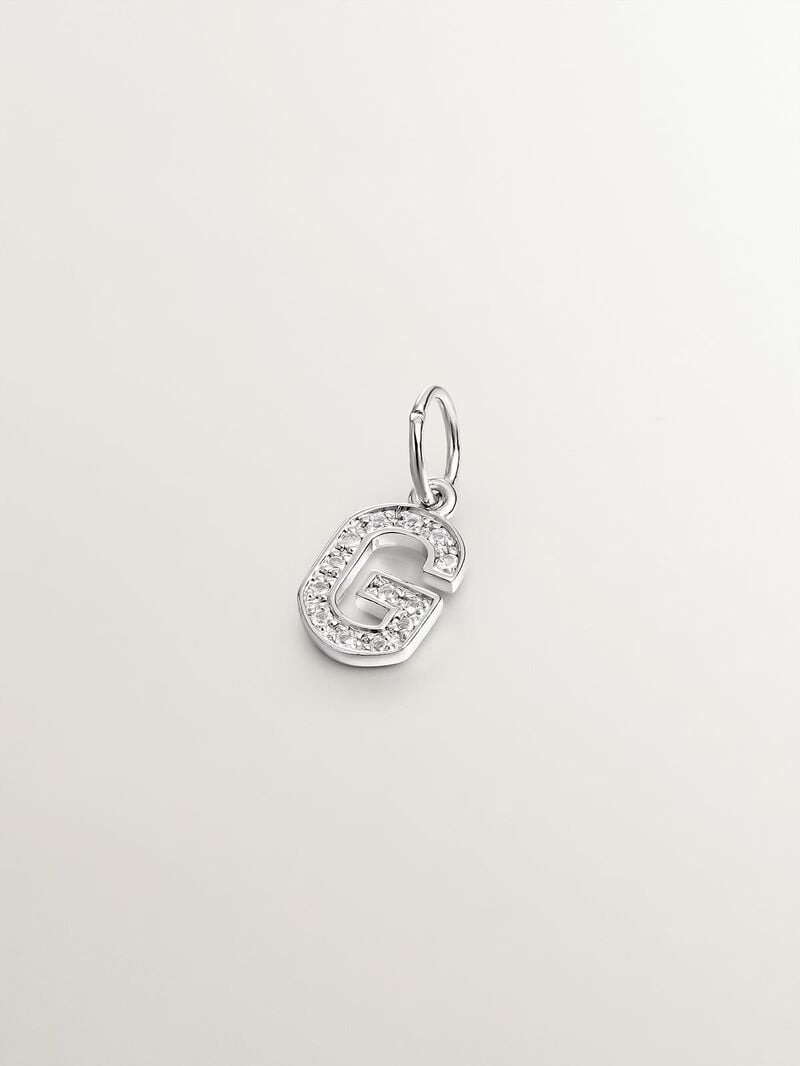 925 Silver Charm with White Topaz Initial G image number 0
