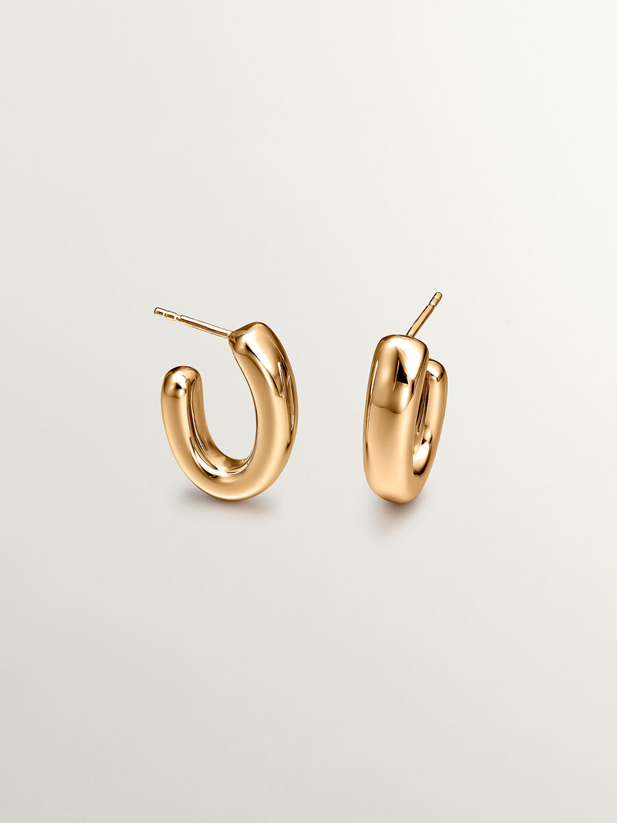 Small gold plated silver oval hoop earrings, J00799-02, hi-res