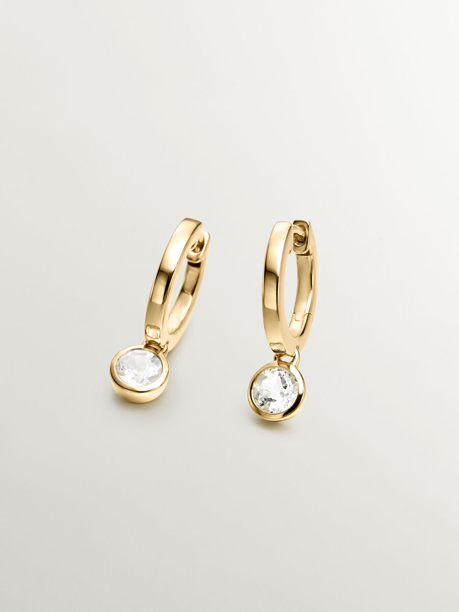 Pendientes aro pequeño topacio plata recubierta oro , J03808-02-WT, hi-res