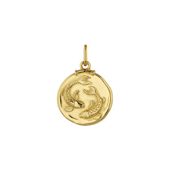 Charm medalla Piscis de plata bañada en oro amarillo de 18kt, J04780-02-PIS, mainproduct