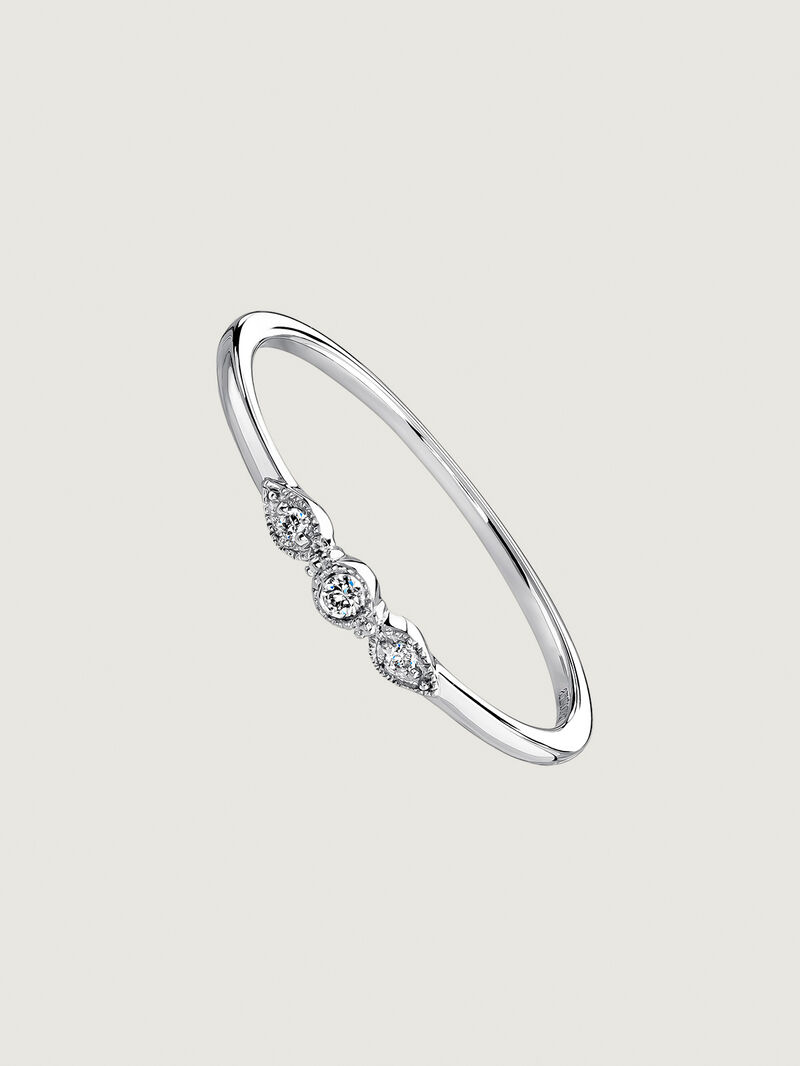 9K White gold triple ring with 0.027 diamonds. image number 0