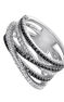 Multi-arm ring in silver with white topazes and black spinels, J04990-01-WT-BSN