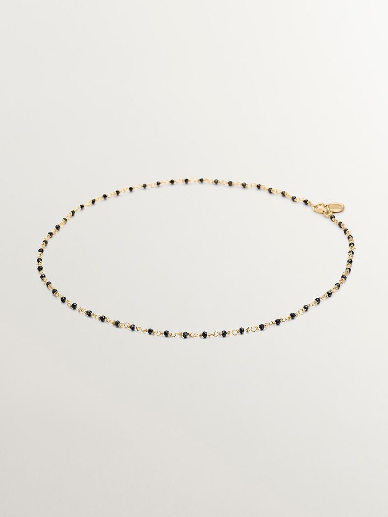925 Silver chain plated in 18K yellow gold with black spinels. image number 0