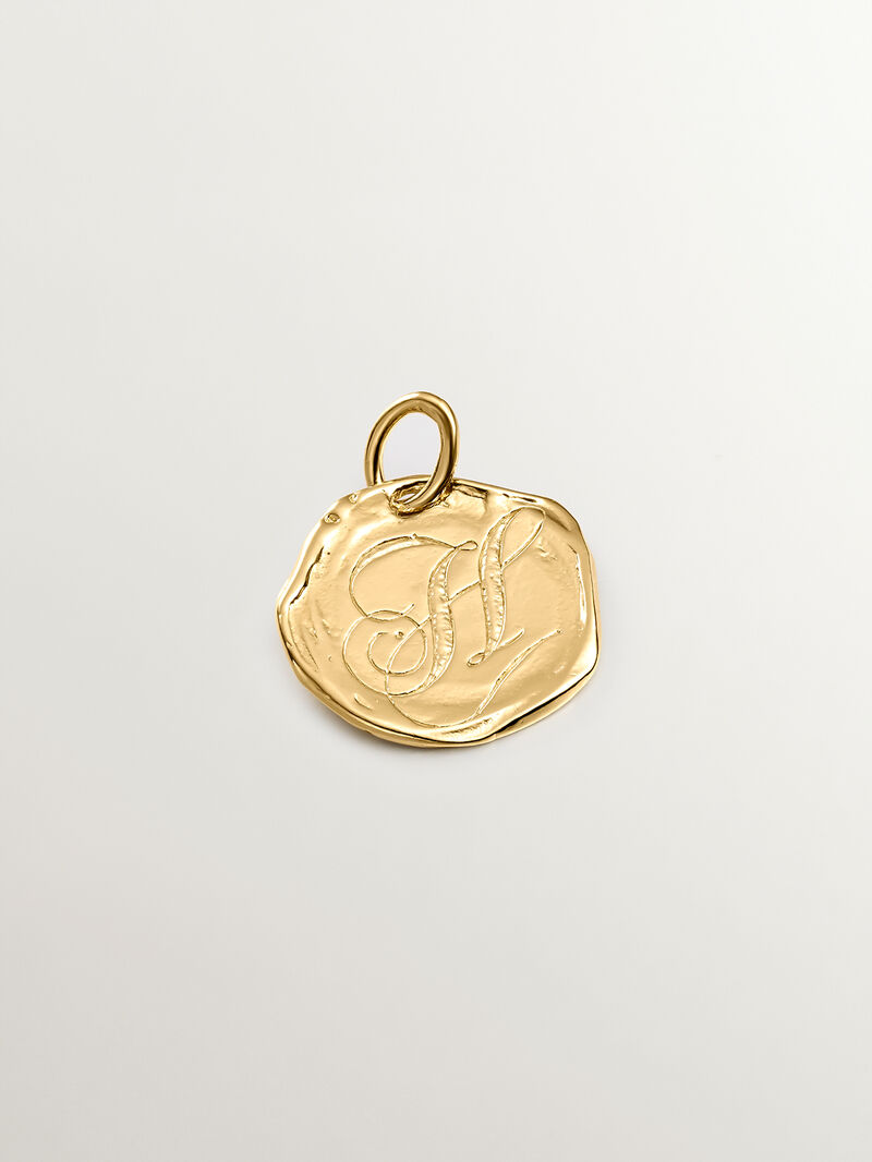 Handcrafted charm made of 925 silver coated in 18K yellow gold with the initial H image number 0