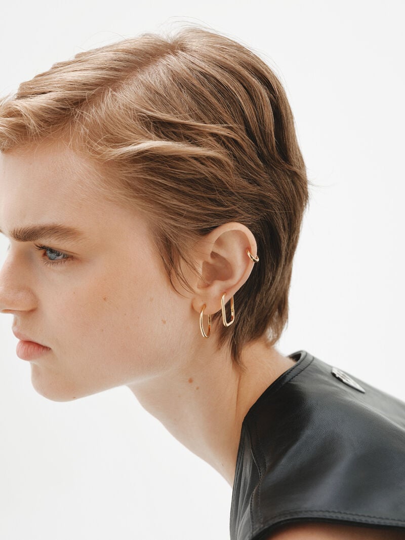 Large square hoop earrings made of 925 silver coated in 18K yellow gold image number 5