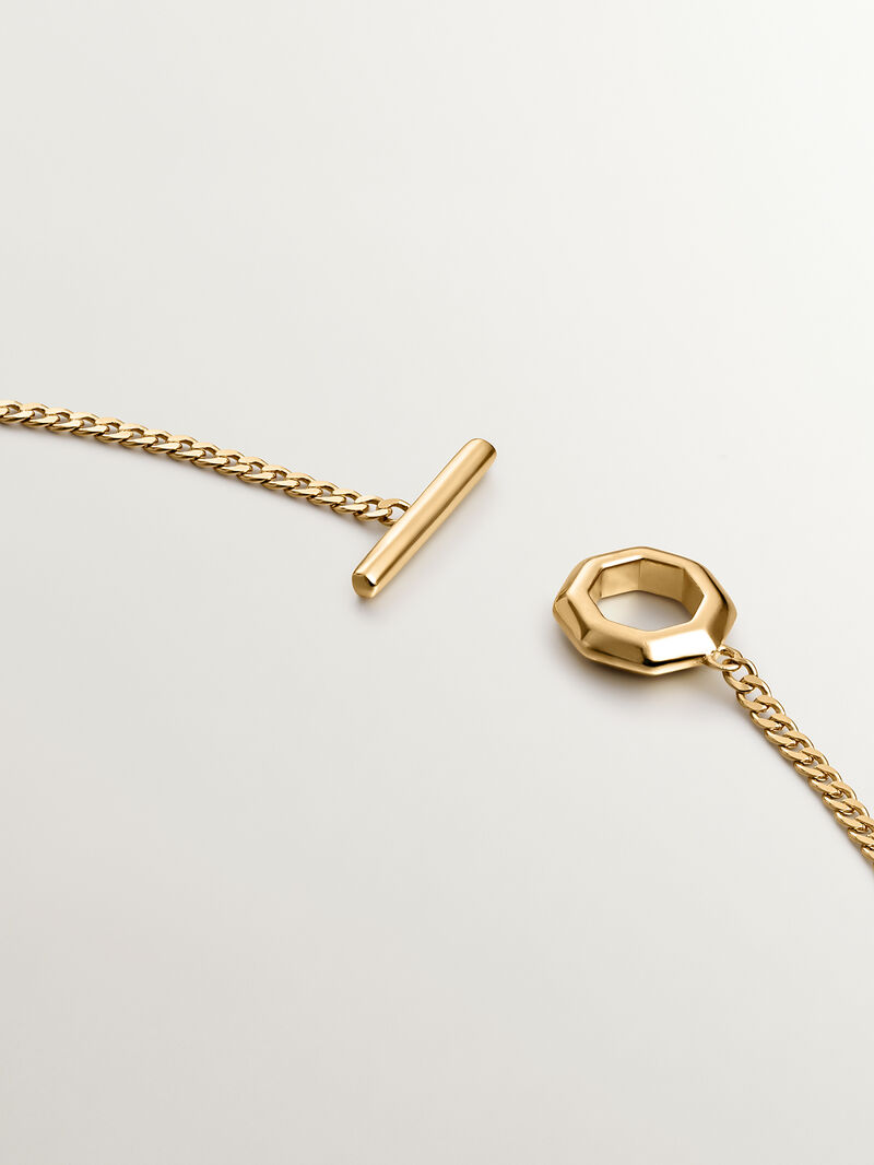 925 silver collar bathed in 18k yellow gold rolo links with geometric front closure image number 3